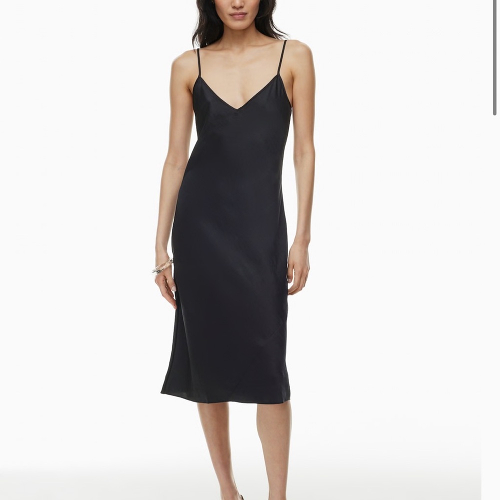 Aritiza Wilfred black slip satin dress Sz L